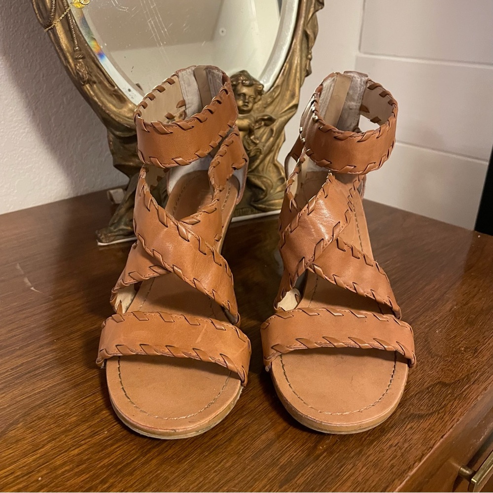 INC Bahia strappy wooden wedges
